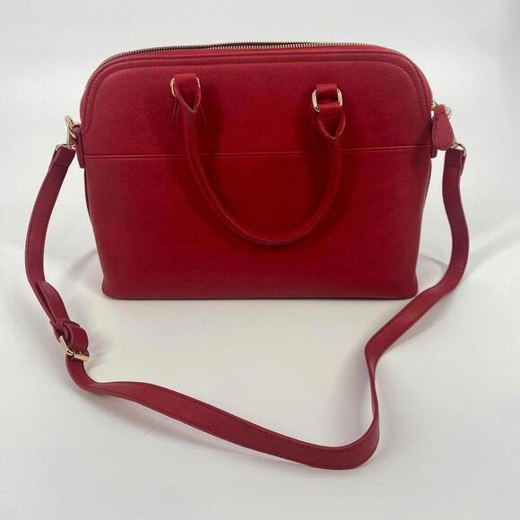 Chic Red Faux Leather Handbag - Picture 1 of 9